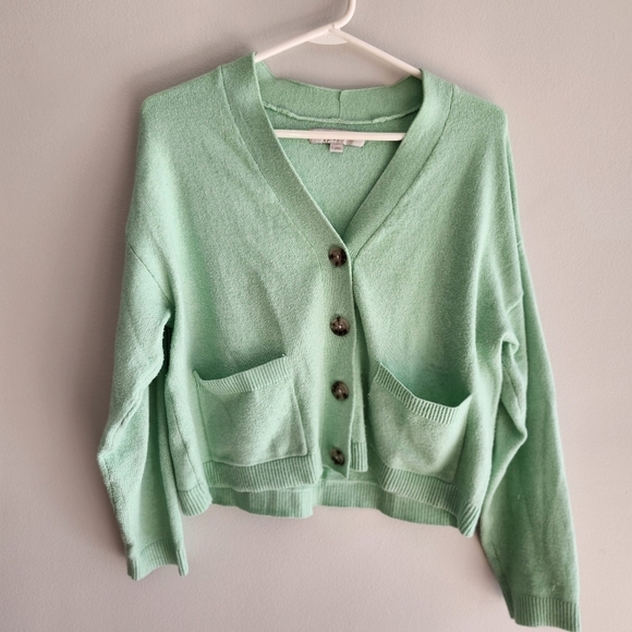 LOFT Mint Green Button-Up Cardigan - Picture 1 of 3